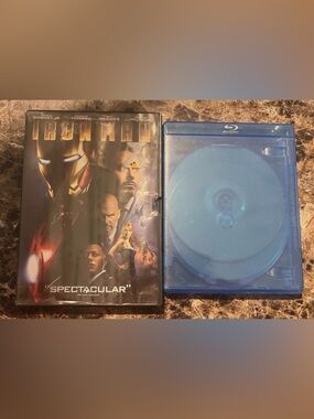 Marvel Iron Man 1 DVD and 2 Blu Ray Robert Downey Jr. Action Superhero